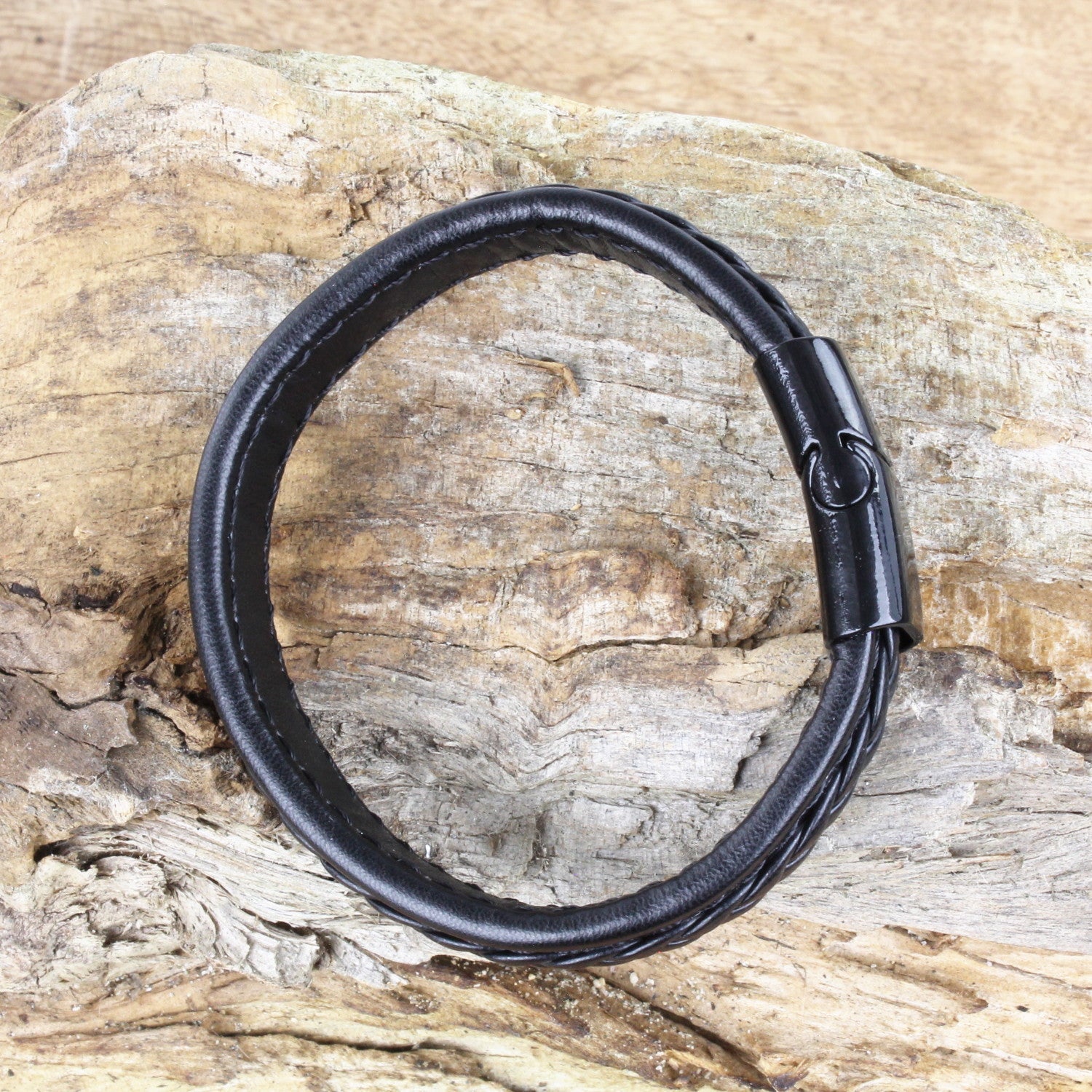 Lederarmband Herren Schwarz KARMA