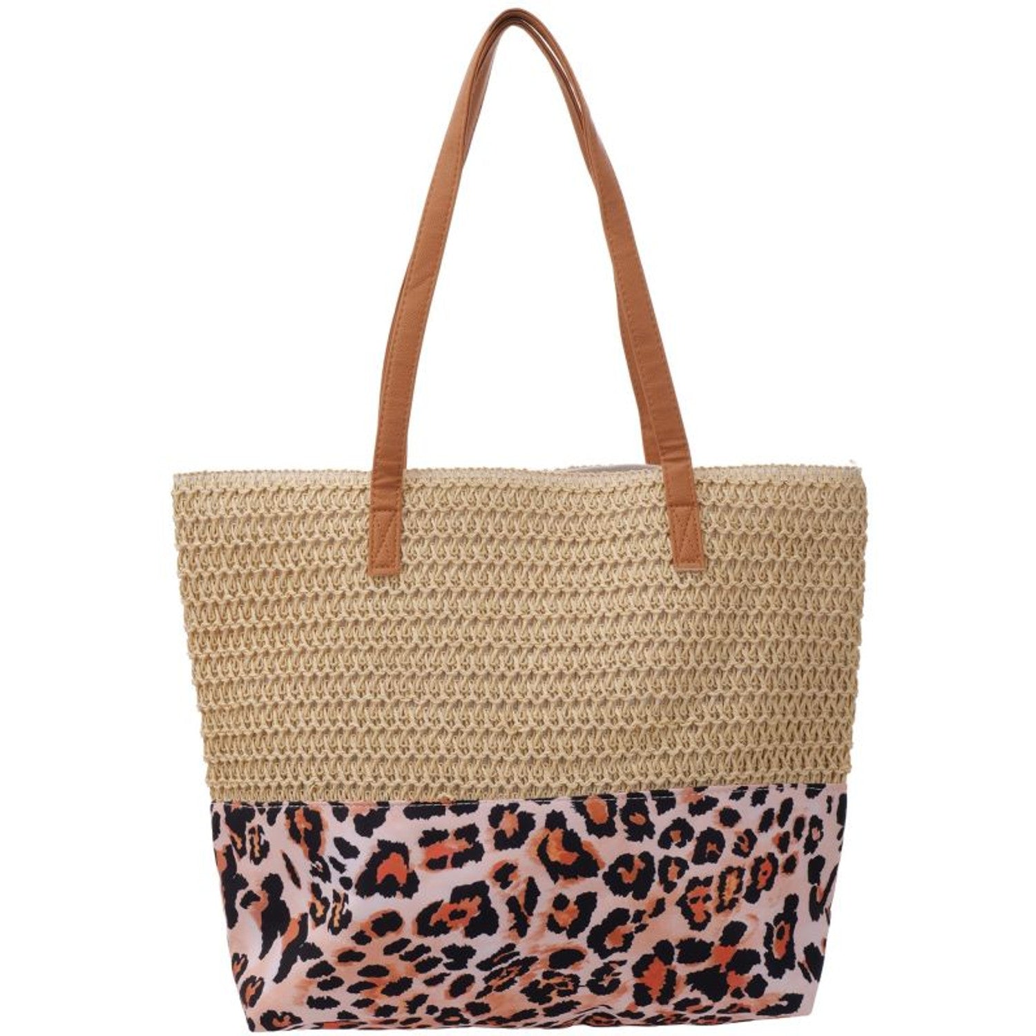 Strandtasche Leo Beige Braun 47 cm modern Pooltasche Shopper Sommertasche Karma
