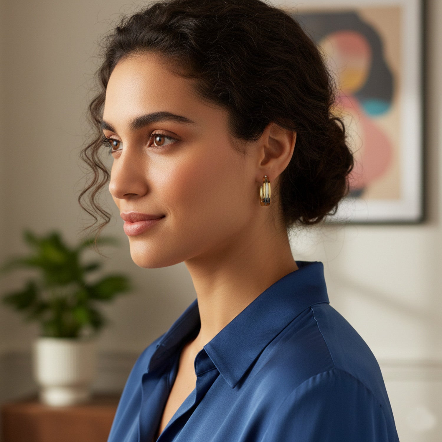 Creolen Ohrringe Damen Silber Gold modern Edelstahl KARMA