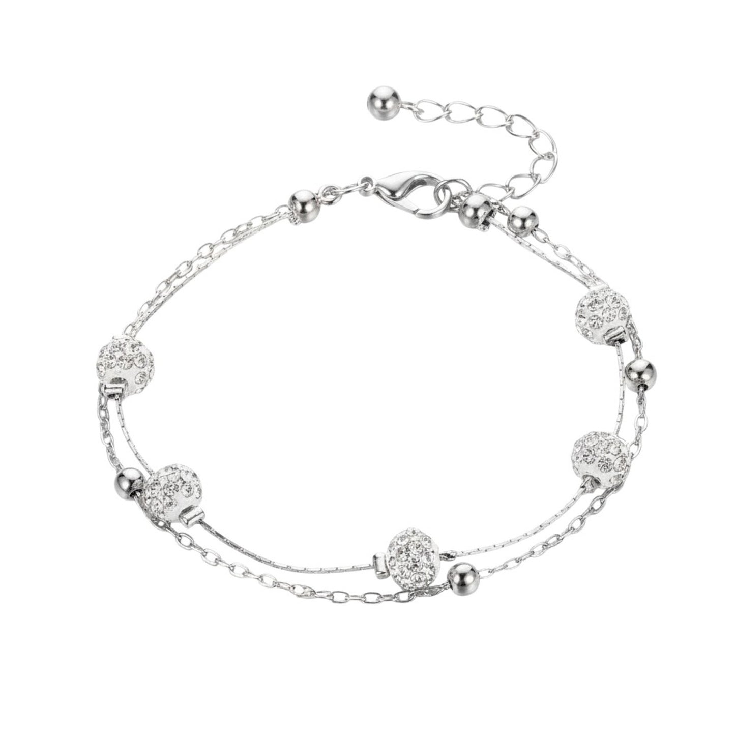Fußkettchen Kristalle Silber Damen 21 cm Fußkette Karma