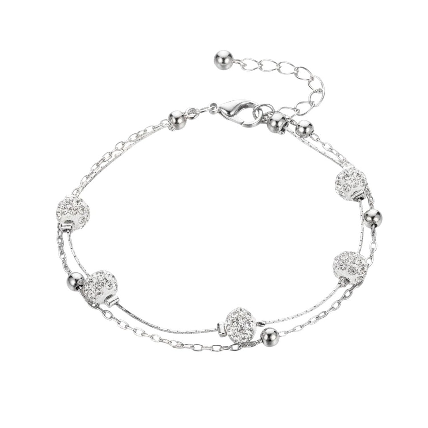 Fußkettchen Kristalle Silber Damen 21 cm Fußkette Karma
