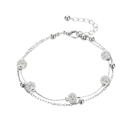 Fußkettchen Kristalle Silber Damen 21 cm Fußkette Karma