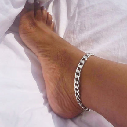 Fußkettchen Gliederkette Silber Damen Edelstahl Fußkette wasserfest hypoallergen Karma