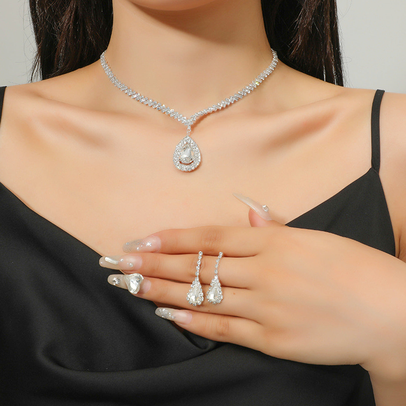 Schmuckset Silber Edelstahl Kristalle KARMA