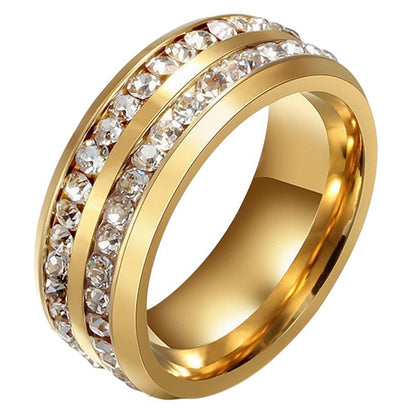 Damenring Edelstahl Kristalle Gold modern Fingerring Damen Edelstahlring KARMA