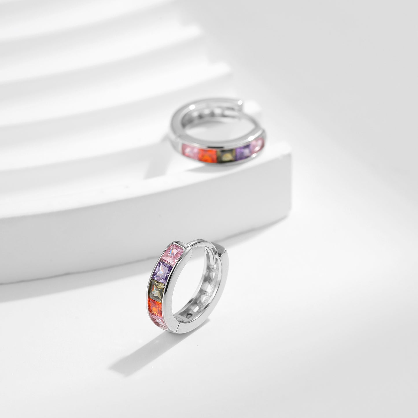 Damen Creolen Silber 925 mit bunten Kristallen KARMA
