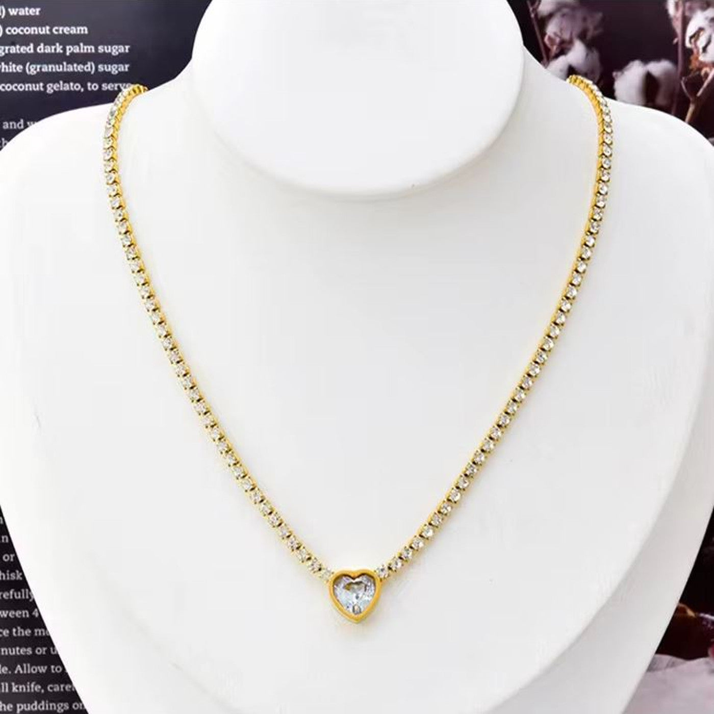 Halskette Collier Gold Edelstahl Herz Zirkon Kette Damen KARMA