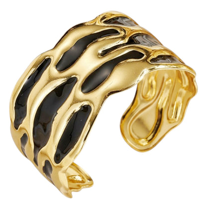 Armreif Gold Schwarz 5 cm Damen Edelstahl vergoldet hypoallergen Damenarmreif Armschmuck Karma