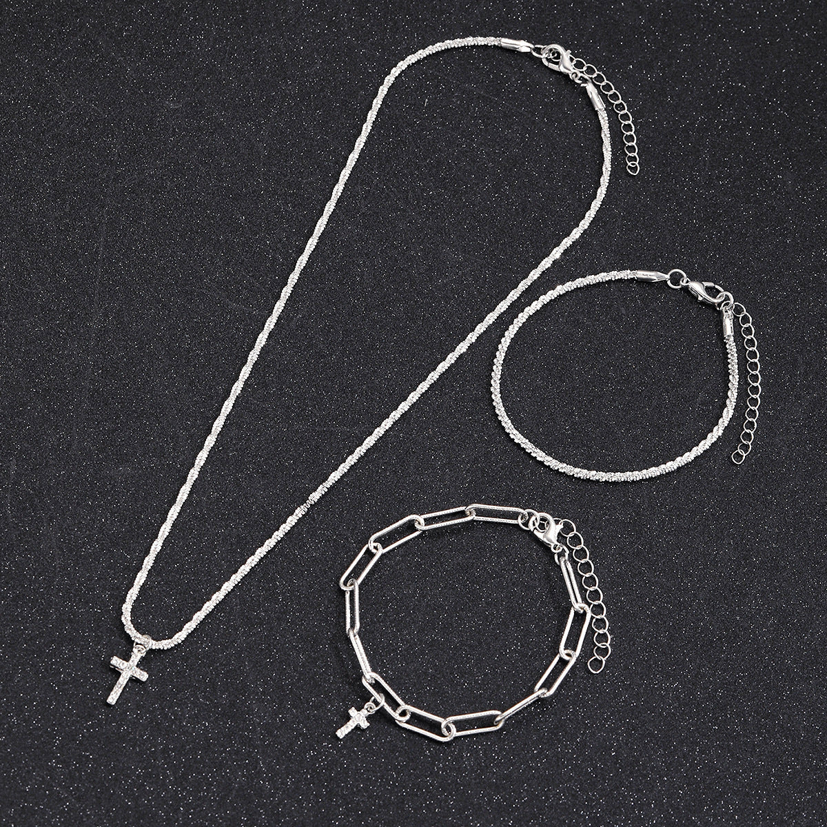 Schmuckset Armbänder und Halskette Legierung Silber KARMA