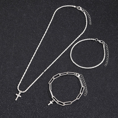 Schmuckset Armbänder und Halskette Legierung Silber KARMA