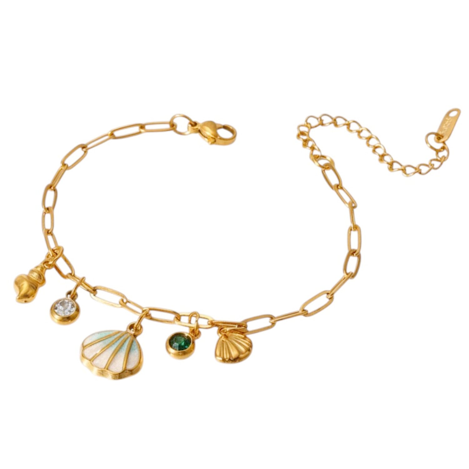 Armband Muscheln Gold Damen Edelstahl vergoldet wasserfest hypoallergen Karma