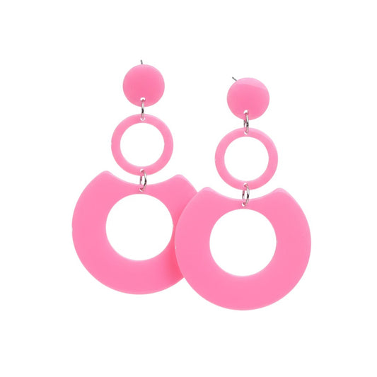 Ohrringe Rosa 6 cm Damenohrringe bunt Karma