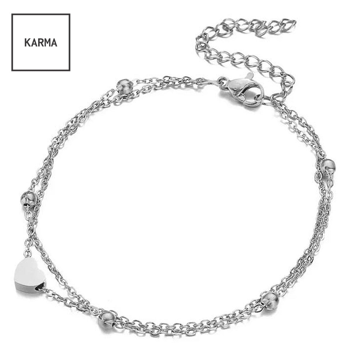 Fußkettchen Edelstahl mit Herz gold oder silber KARMA