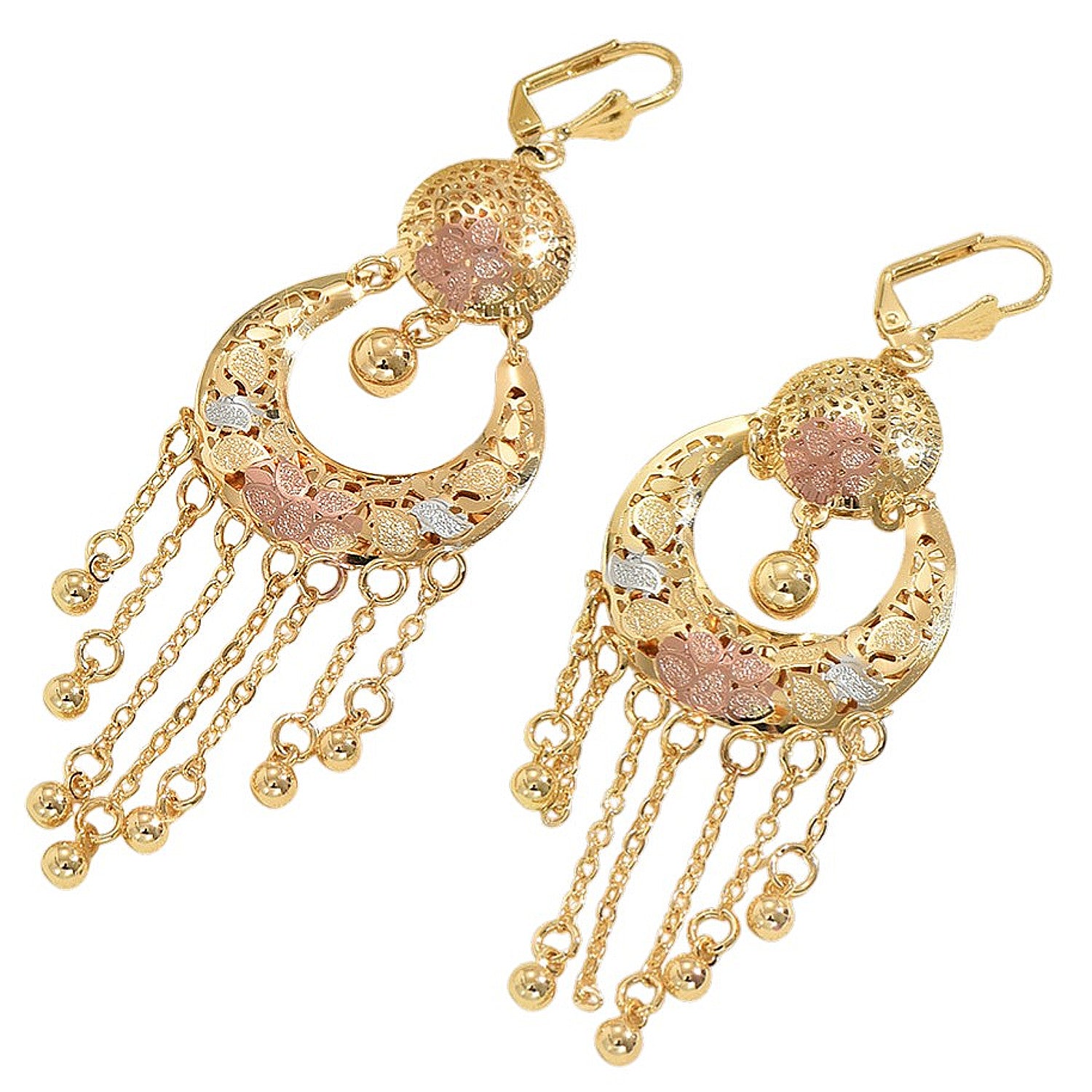 Ohrringe Damen Gold 9 cm Ohrränger vergoldet wasserfest hypoallergen Karma