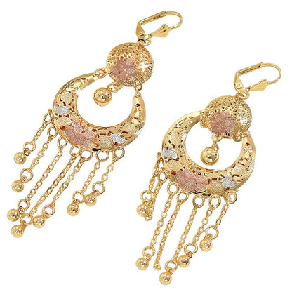 Ohrringe Damen Gold 9 cm Ohrränger vergoldet wasserfest hypoallergen Karma