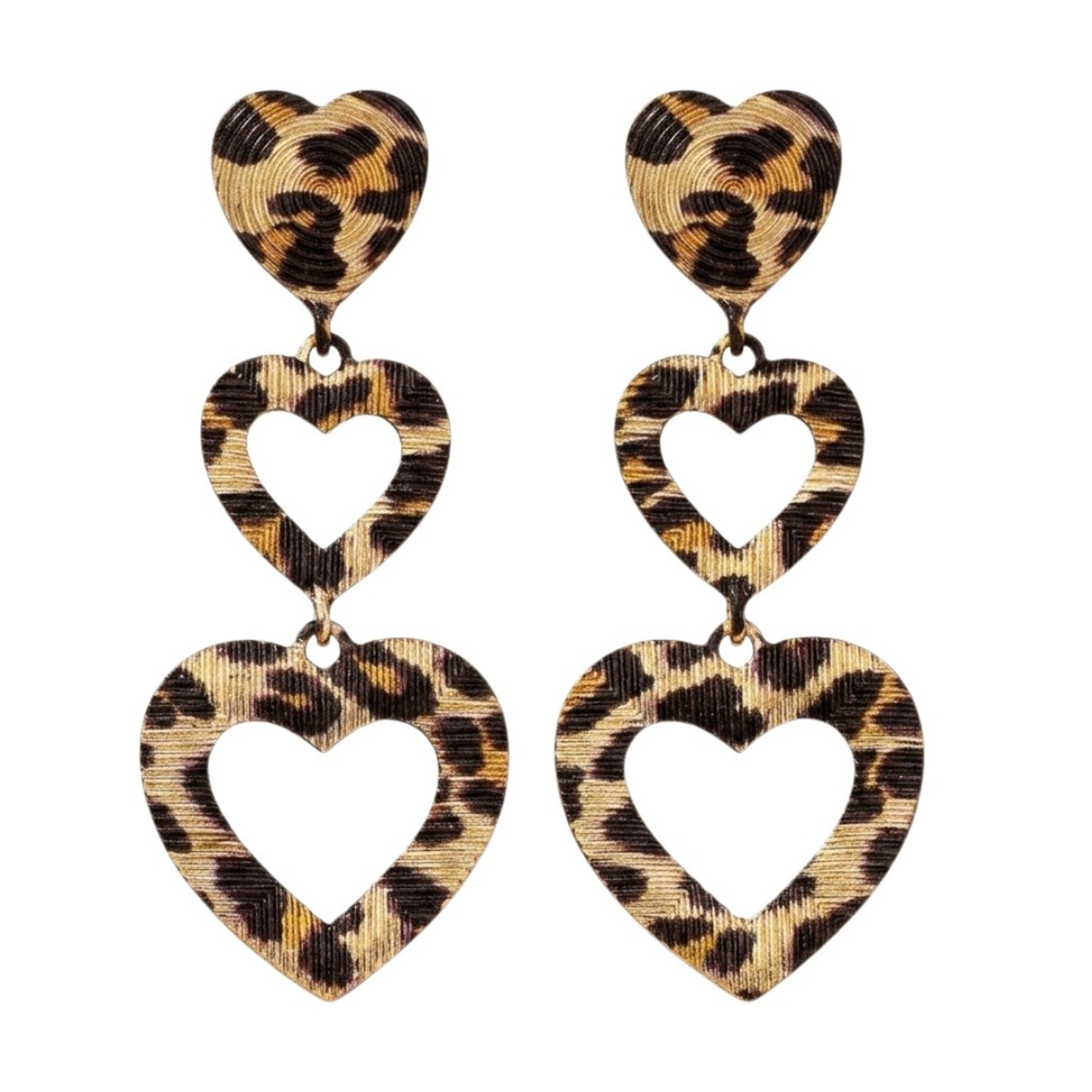 Ohrringe Herz Leo Damen Braun Gold 5,8 cm Damen Ohrschmuck modern Herzohrringe Karma