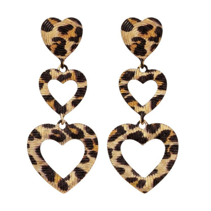 Ohrringe Herz Leo Damen Braun Gold 5,8 cm Damen Ohrschmuck modern Herzohrringe Karma
