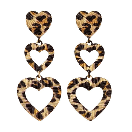 Ohrringe Herz Leo Damen Braun Gold 5,8 cm Damen Ohrschmuck modern Herzohrringe Karma