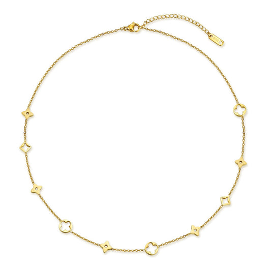 Halskette Gold mit Kleeblättern Edelstahl KARMA