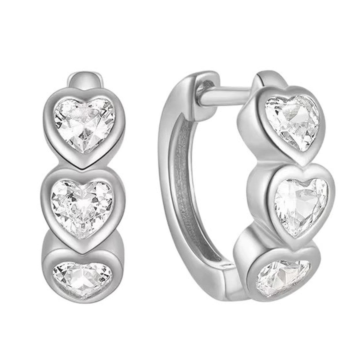Creolen Herz Damen Silber 2 cm Kristalle Damencreolen Kristallcreolen Karma