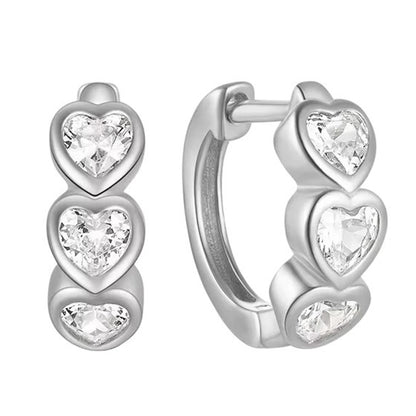 Creolen Herz Damen Silber 2 cm Kristalle Damencreolen Kristallcreolen Karma