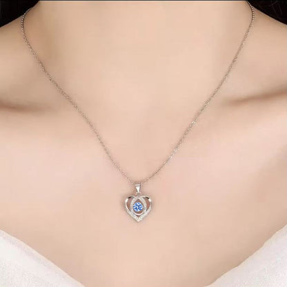 Halskette Silber 925 Herzanhänger Kristall Blau KARMA