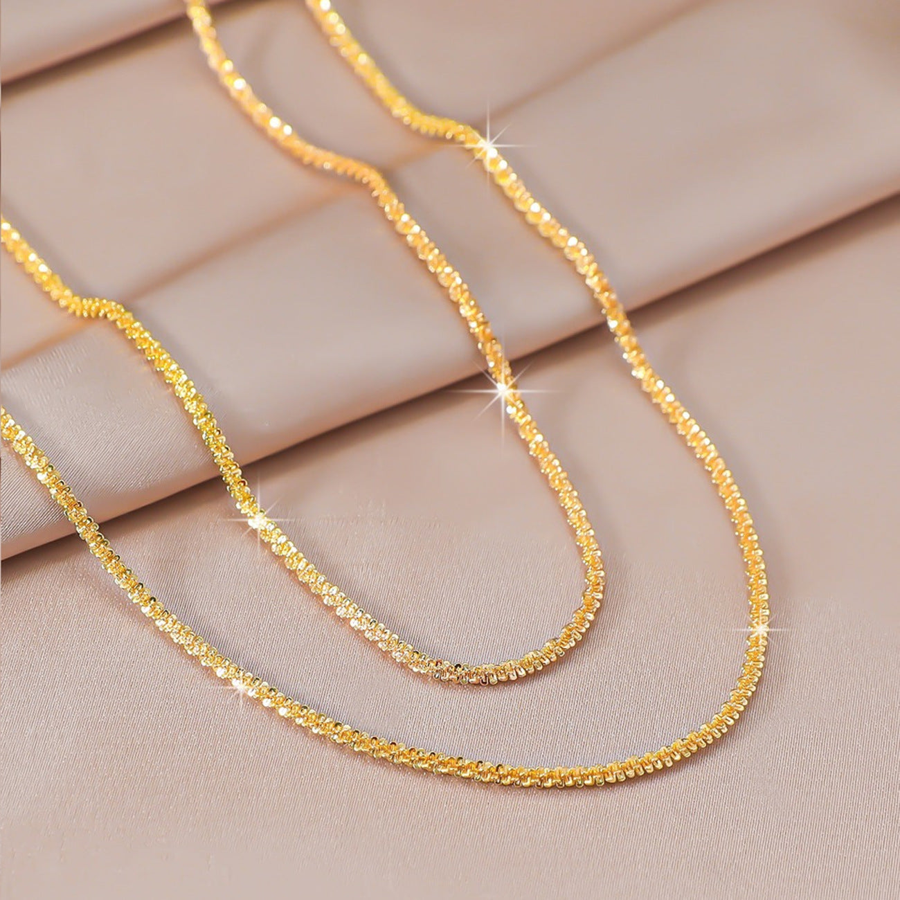 Doppelhalskette Glitzer Strass Gold oder Silber KARMA