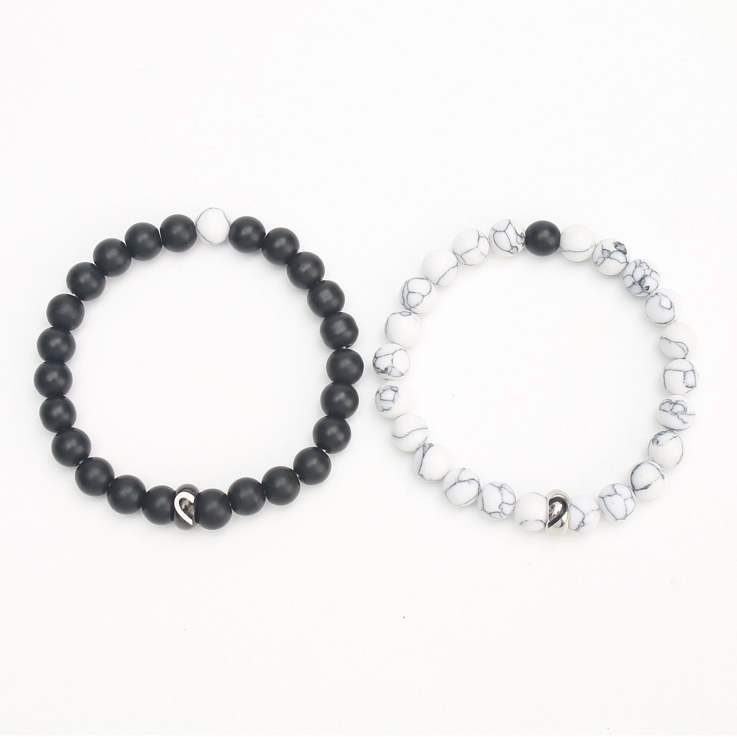 Partnerarmbänder Herz Schwarz Weiß KARMA