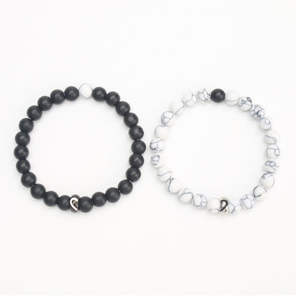 Partnerarmbänder Herz Schwarz Weiß KARMA