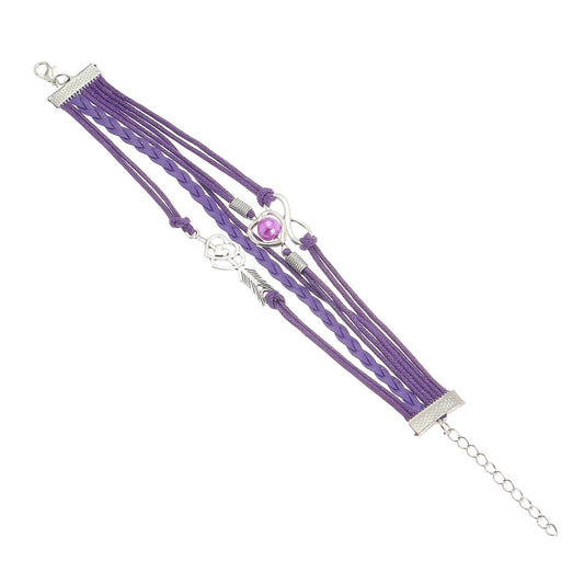 Lederarmband mehrreihig Damen lila, rosa od. türkis KARMA