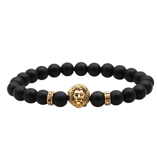 Steinarmband Löwe Schwarz Gold KARMA