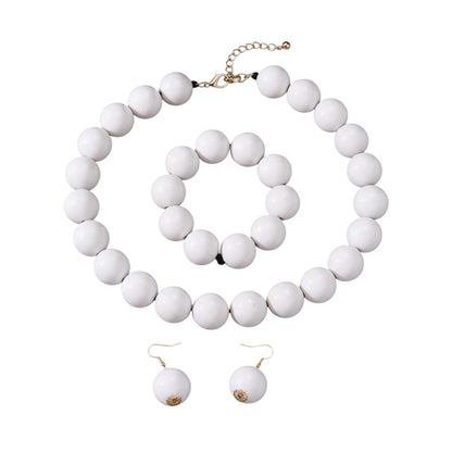 XL Statement Schmuckset Kette, Armband und Ohrringe Weiß Acryl  Damen Karma