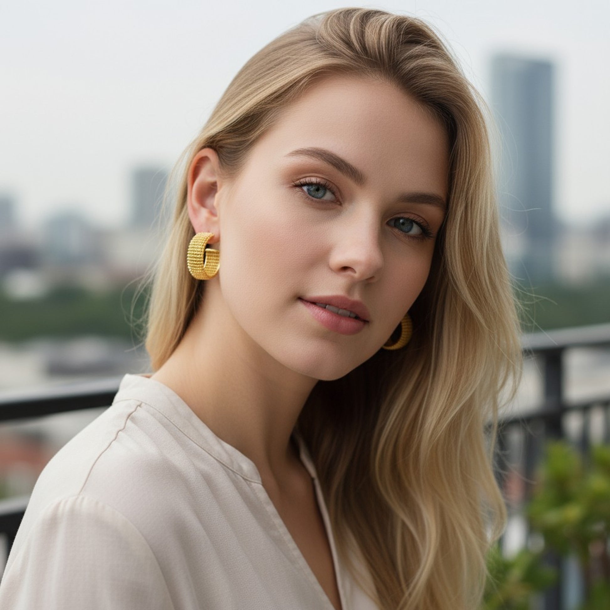 Große Creolen Gold 2,7 cm Damen Ohrringe KARMA