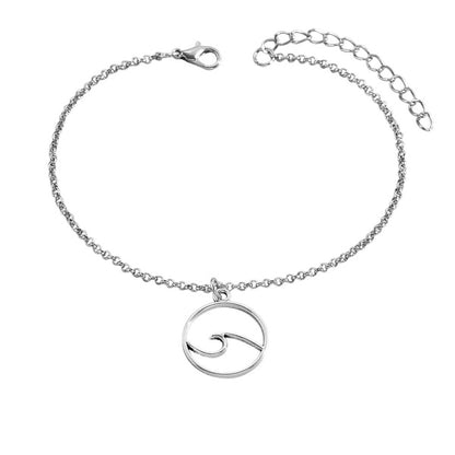 Fußkette Welle Silber modern 21 cm martimes Fußkettchen Karma