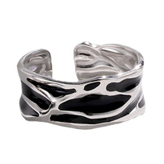 Edelstahlring Silber Schwarz Karma