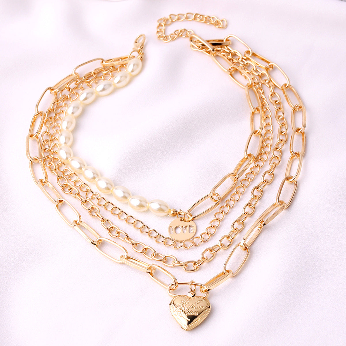 Halskette Gold mehrlagig mit Herz KARMA
