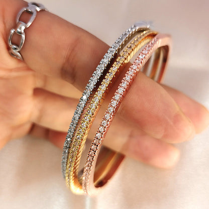 Armreif Zirkone Silber 6 cm Damen hypoallergen Damenarmreif Armschmuck Platin beschichtet Karma