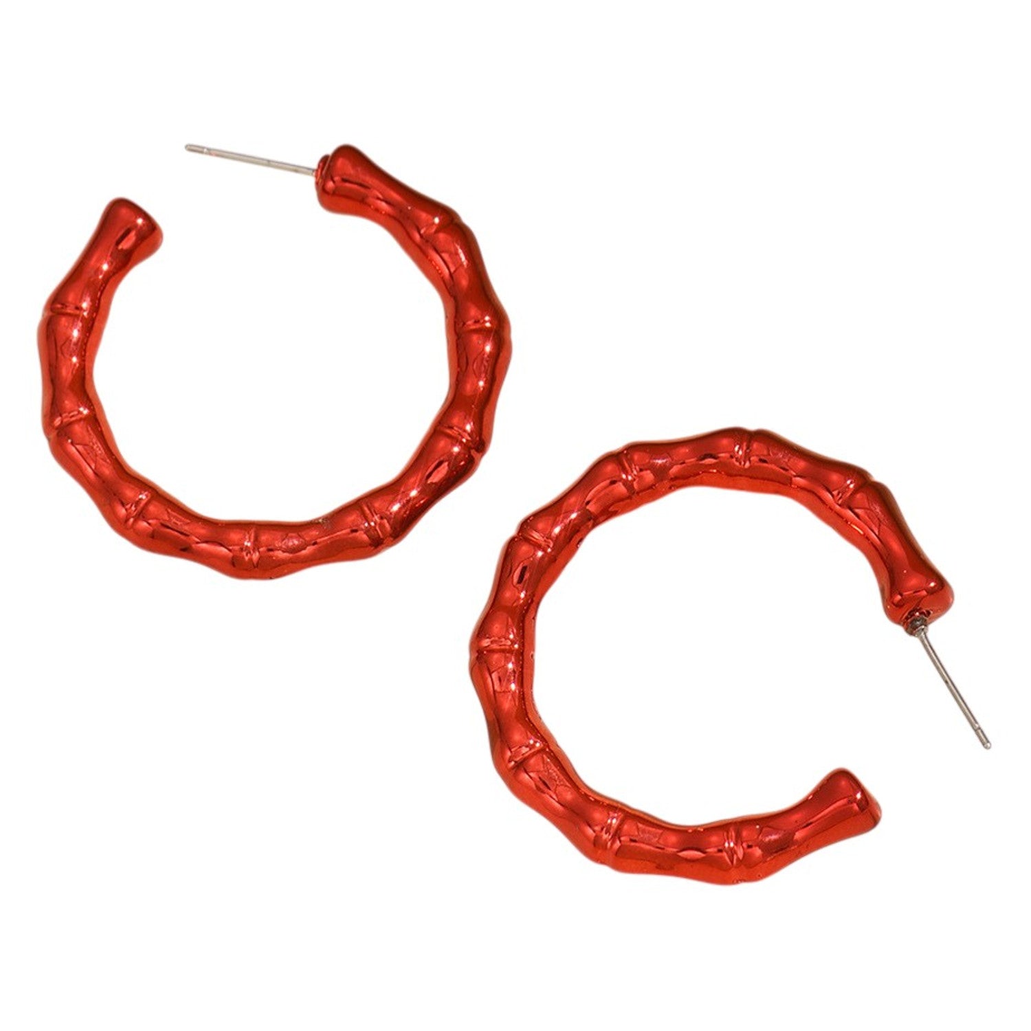 Creolen Damen Rot Acryl 3,8 cm Ohrringe extra leicht Karma