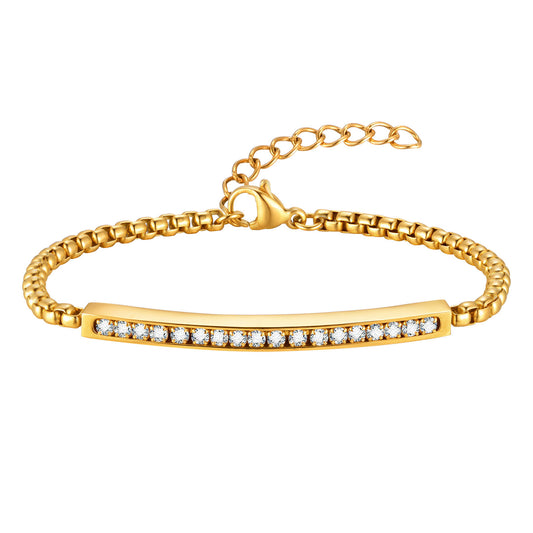 Damen Armband Zirkone Gold Edelstahl vergoldet wasserfest hypoallergen rostfrei Karma