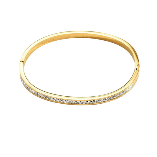 Armreif Edelstahl Gold mit Kristallen KARMA