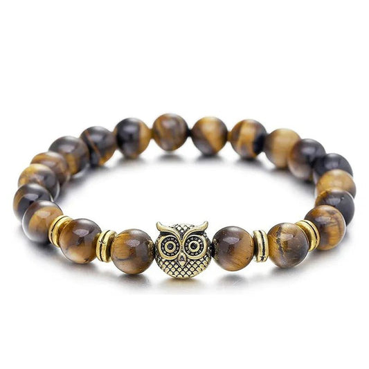 Perlenarmband Eule Natursteine KARMA