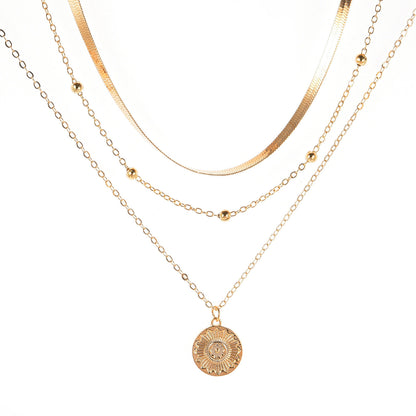 Mehrreihige Halskette Metall Gold Karma