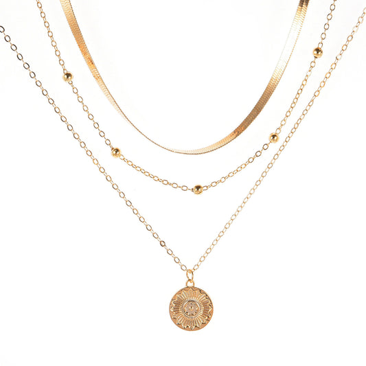 Mehrreihige Halskette Metall Gold Karma