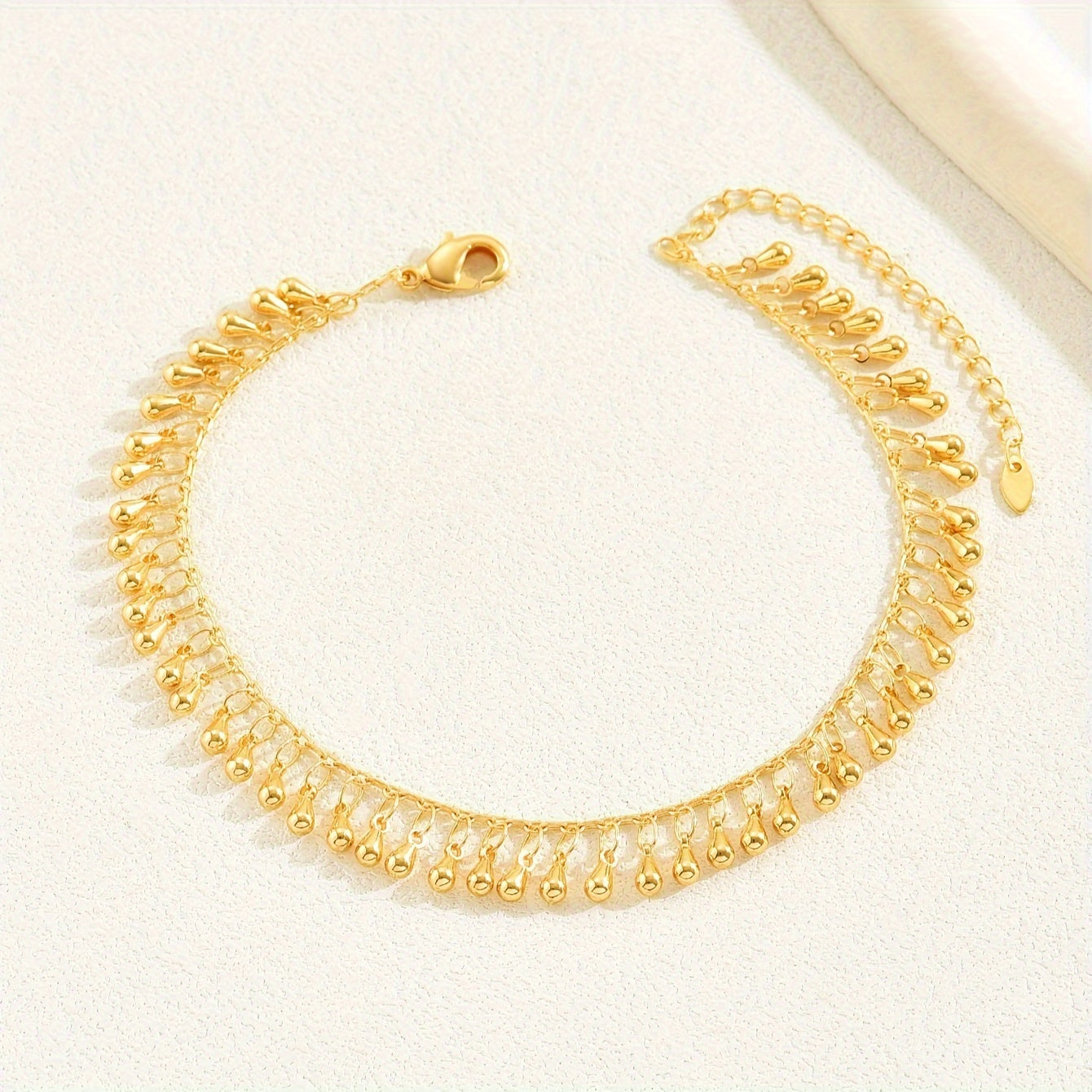 Fußkette Tropfen Gold verstellbares Fußkettchen vergoldet modern Karma