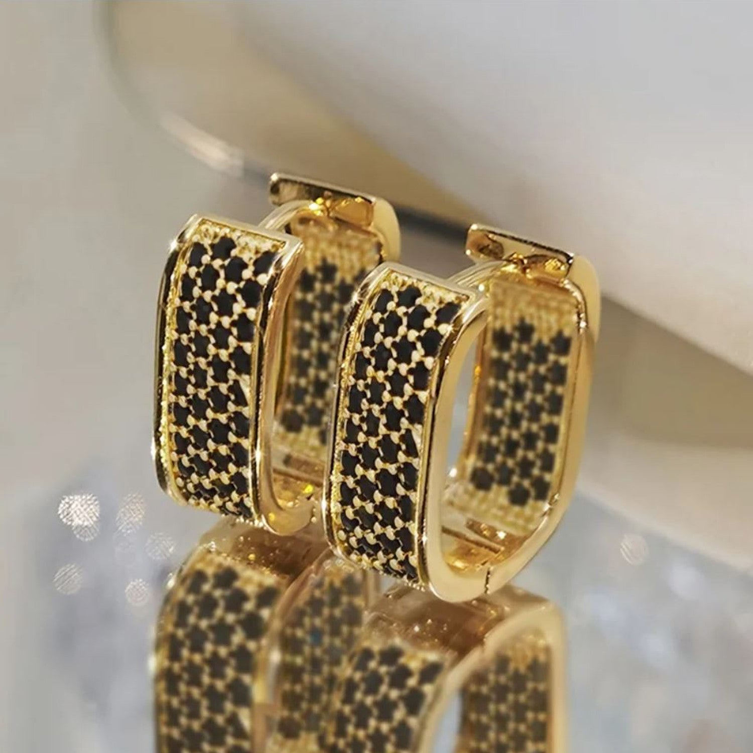 Creolen für Damen Gold-Schwarz KARMA