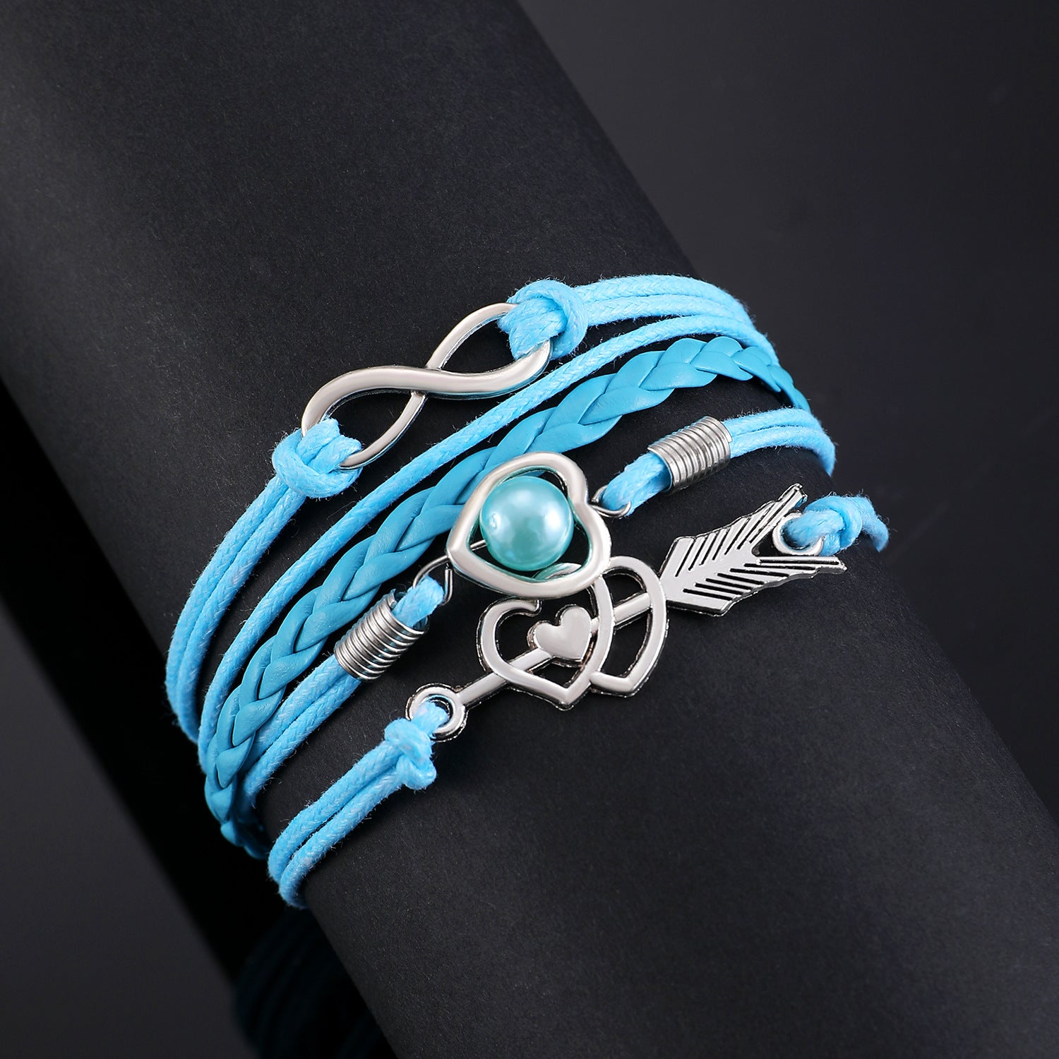 Lederarmband mehrreihig Damen lila, rosa od. türkis KARMA