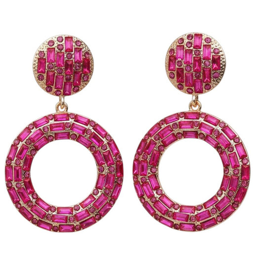 Statement Ohrringe Pink Gold rund 6,5 cm XXL Damenohrringe modern Karma