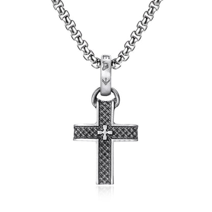 Kette Kreuz Silber Herren Edelstahl Halskette KARMA