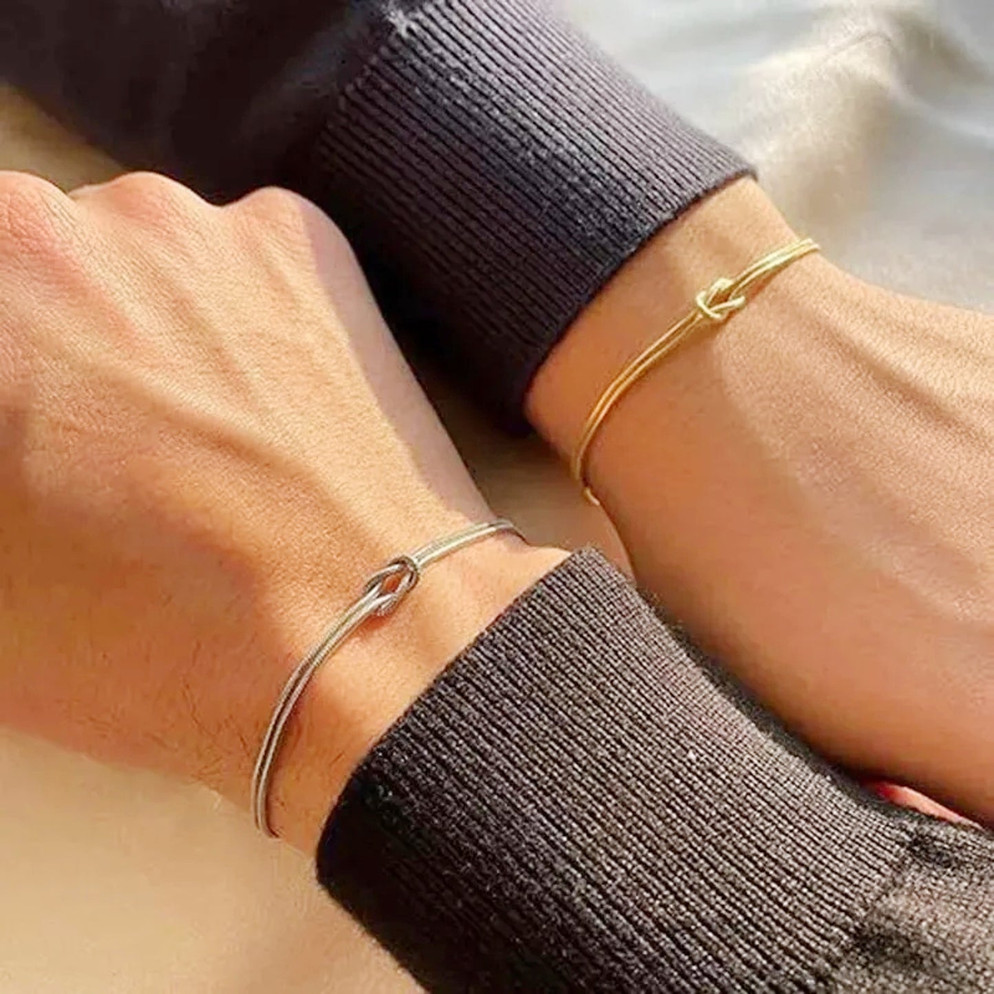 Partnerarmbänder Knoten Edelstahl Silber Gold Armband Unisex Partnerschmuck wasserfest hypoallergen