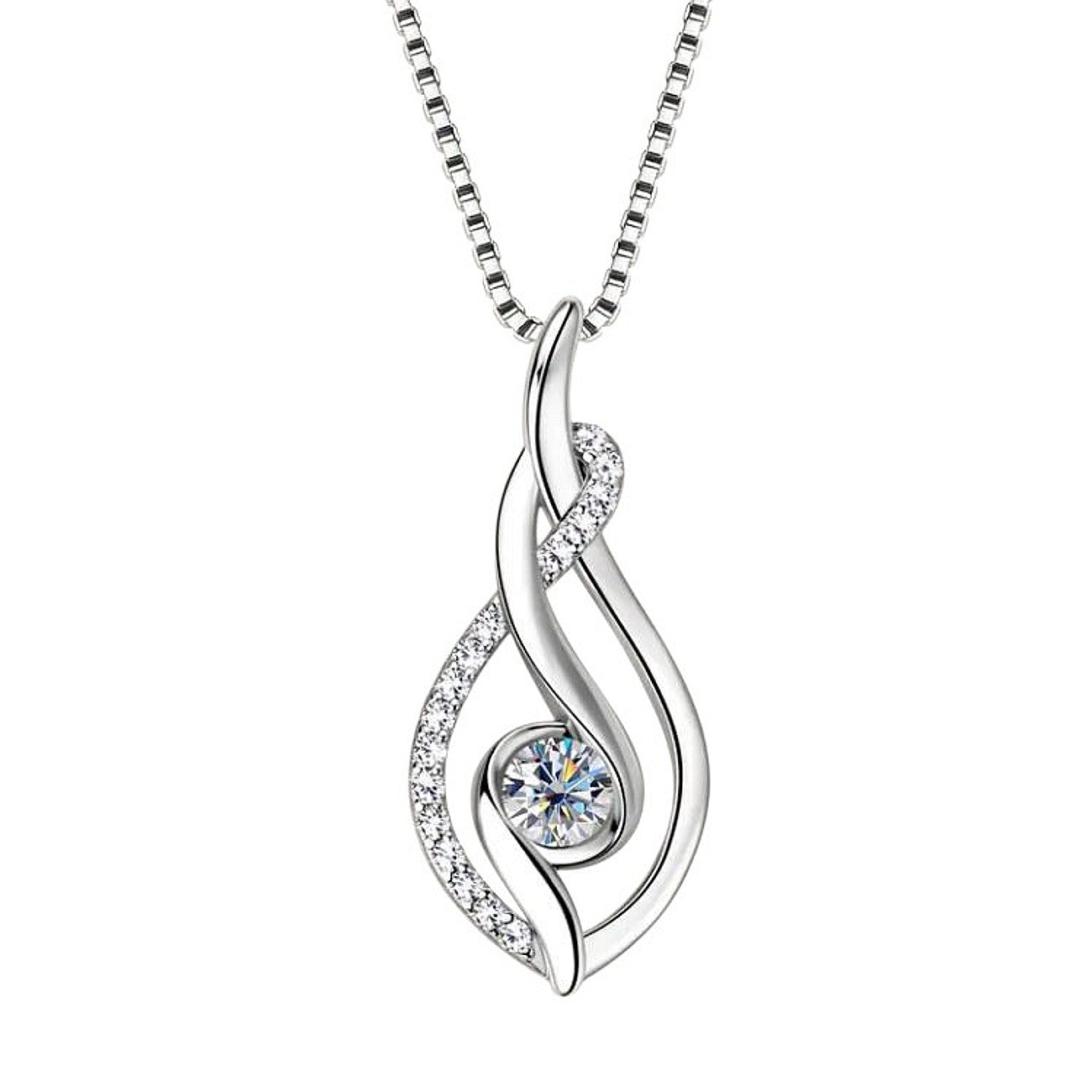 Halskette Moissanite mit Anhänger Silber oder Gold in Box Karma